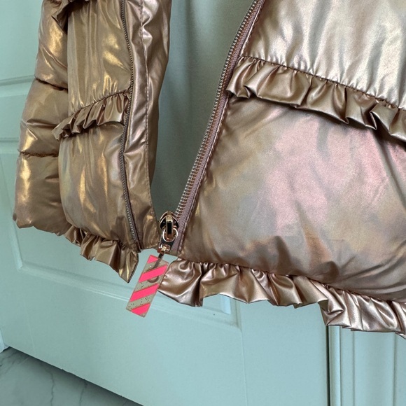 Billieblush Rosegold Metallic Ruffle Puffer Jacket - Picture 4 of 4